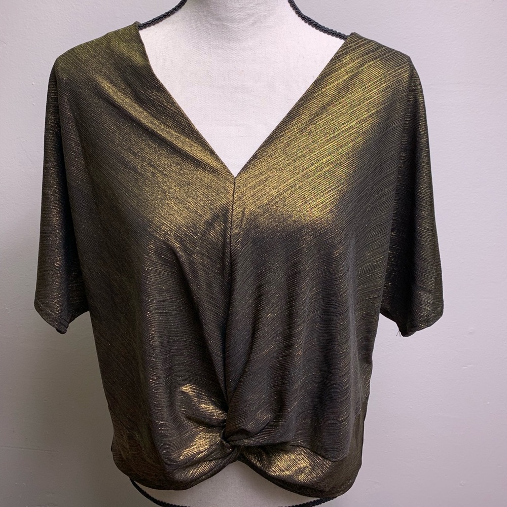 CODE X MODE gold v neck top. LARGE